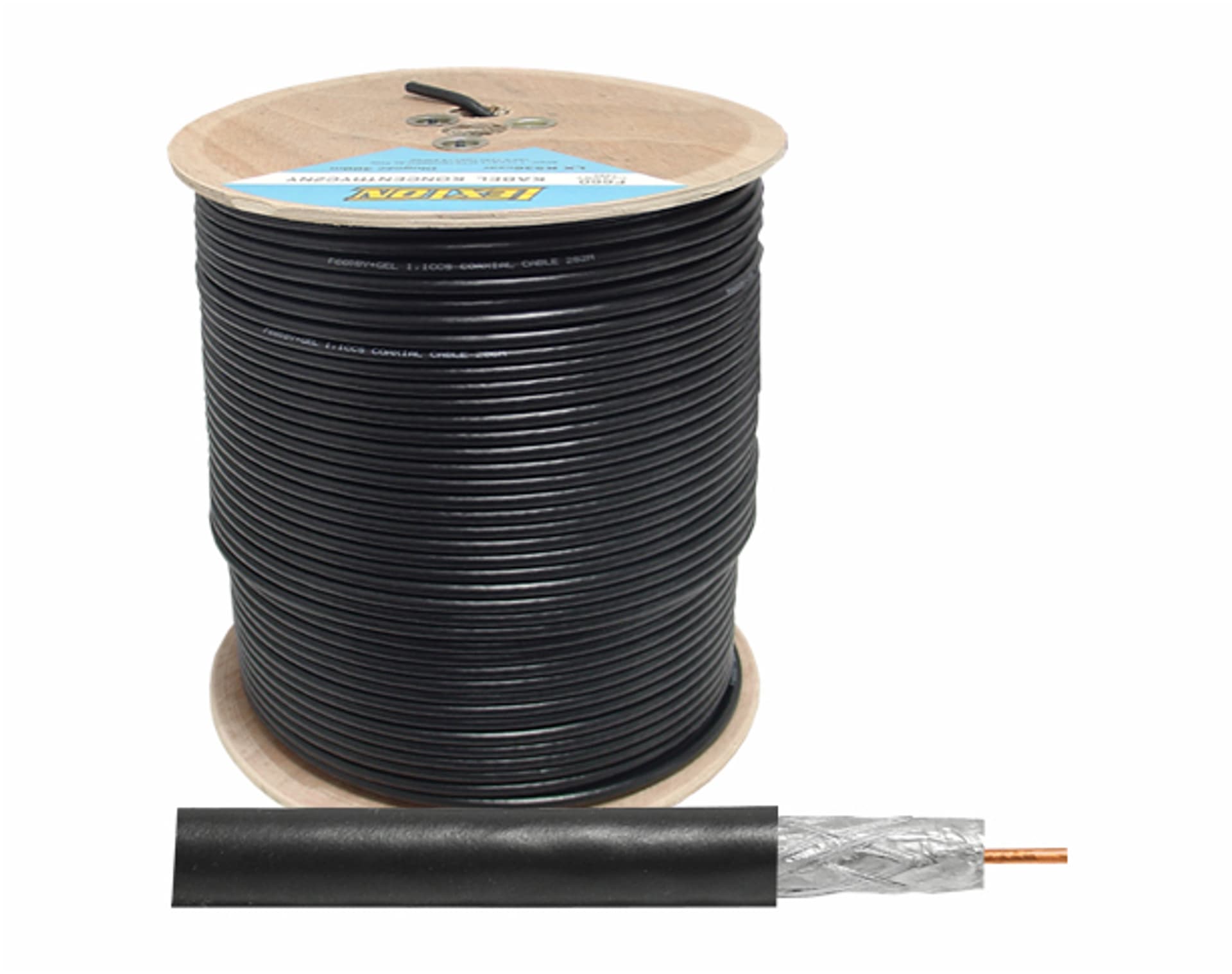 Kabel koncentryczny F660 + żel 1,1CCS+64x0.12ALU 300 m, czarny. (1LM)