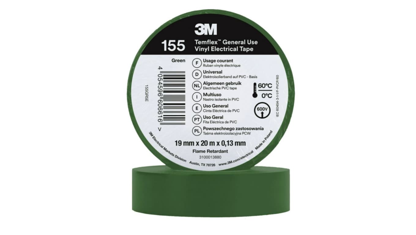Taśma izolacyjna 19mm x 20m PCW Temflex 155 zielona 7100184747