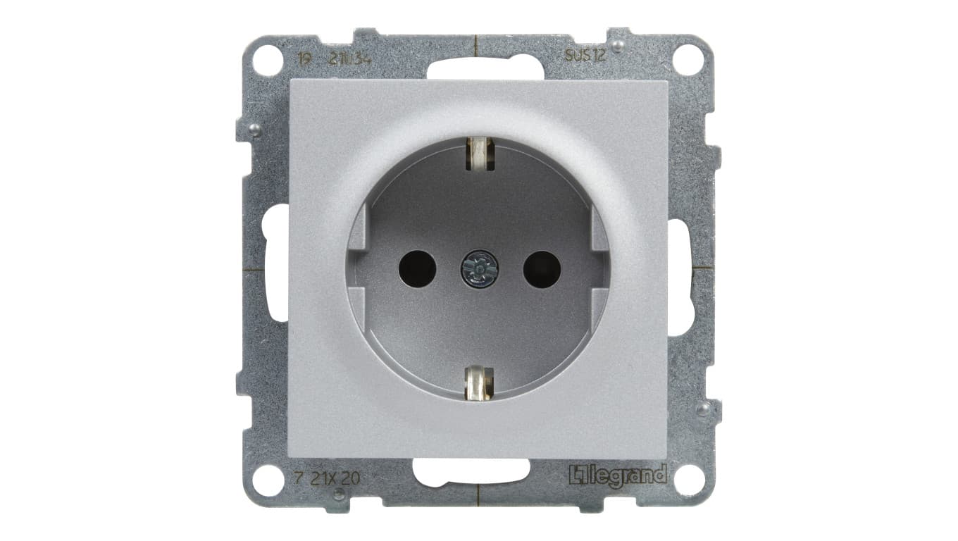 SUNO Gniazdo SCHUKO 2P+Z aluminium 16A 250V zaciski automatyczne z przesłoną 721320