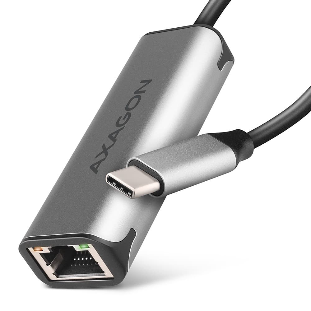 Karta sieciowa 2.5 Gigabit Ethernet ADE-25RC USB-C 3.2 Gen 1 - Realtek 8156, automatyczna instalacja, szara
