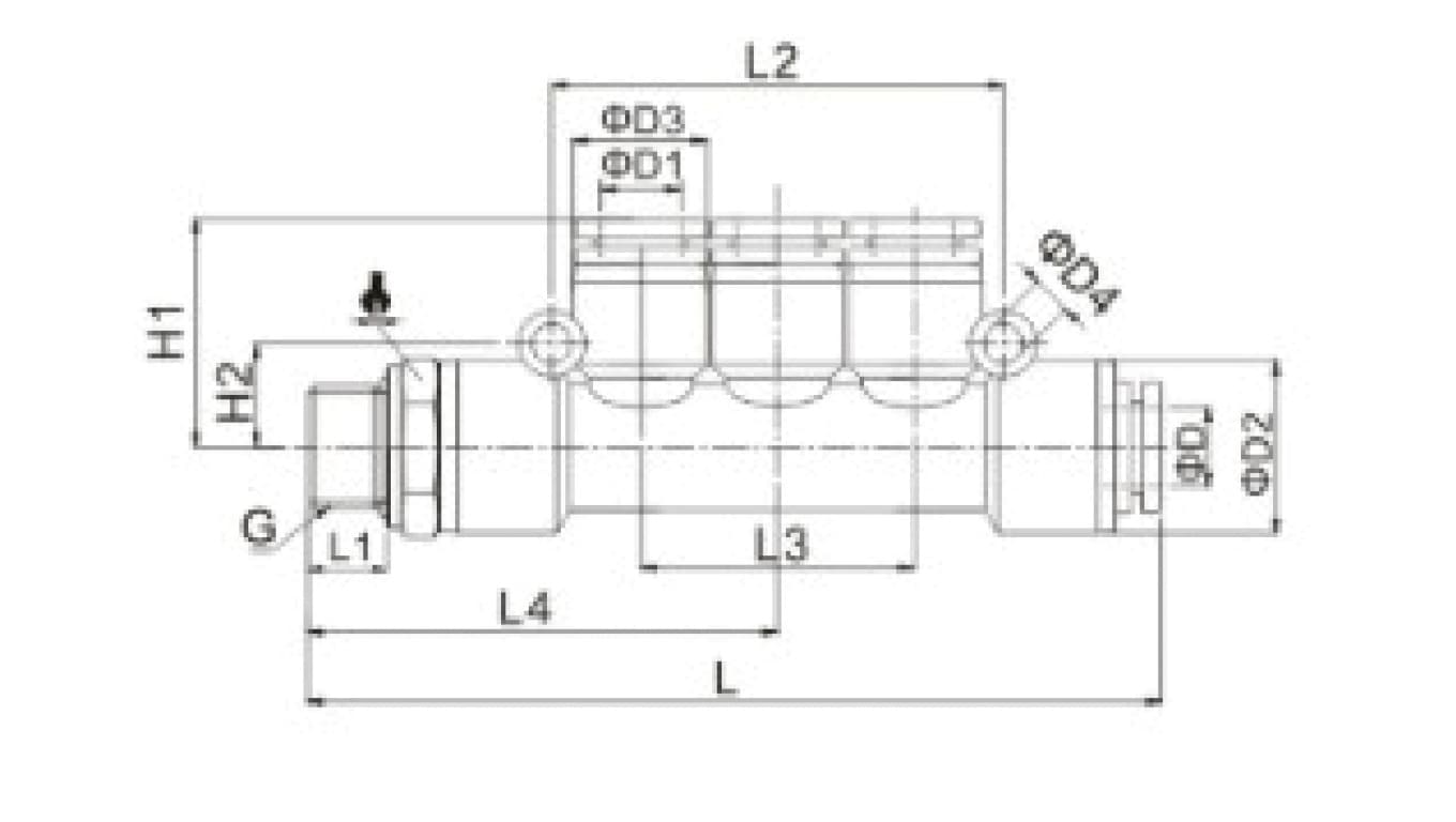 Rozdzielacz wtykowy wielosegmentowy z tworzywa sztucznego G1/8z, 4x8, 147.0188