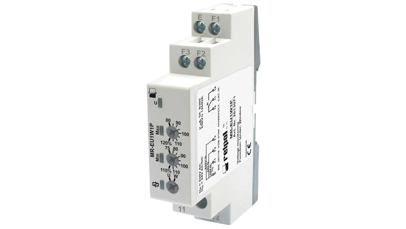 Relpol Przekaźnik nadzorczy napięcia 1P 24V AC/DC, 230V AC w jednej fazie MR-EU1W1P 2613071 2613071