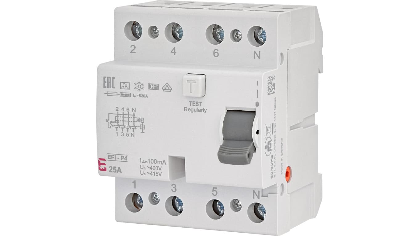 Eti-Polam Wyłącznik różnicowoprądowy 4P 25A 0,1A EFI-P4 A 25/0.1 002061521 002061521