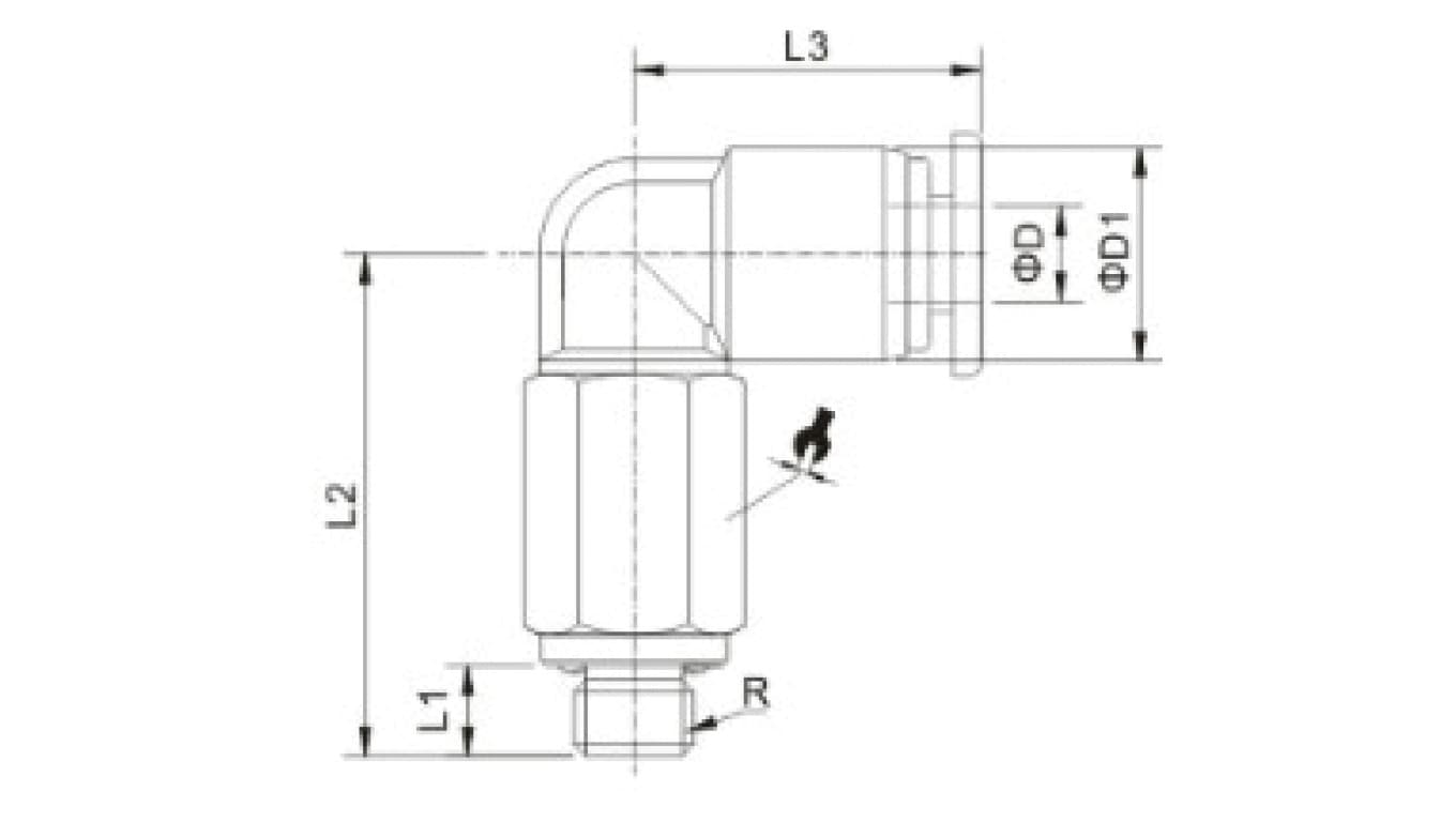 Złączka wtykowa kątowa długa z tworzywa sztucznego do węża 6,G1/2z, 127.012-6