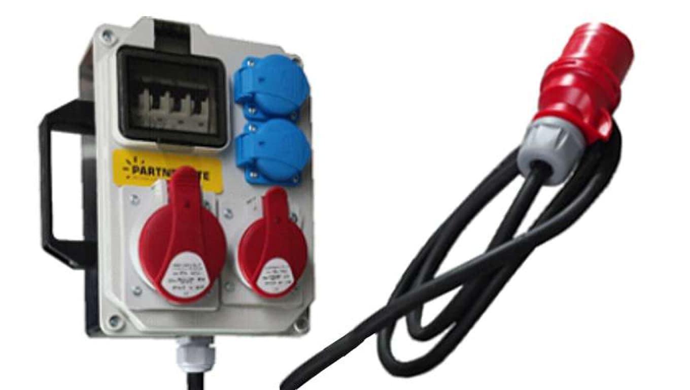 Rozdzielnica budowlana ESP32AW, przenośna, IP54, gniazda: 1x CEE 32A, 1x CEE 16A, 2x GS 230V