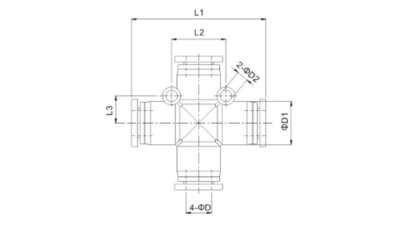 Złączka wtykowa czwórnik z tworzywa sztucznego do węża 8, 139.008