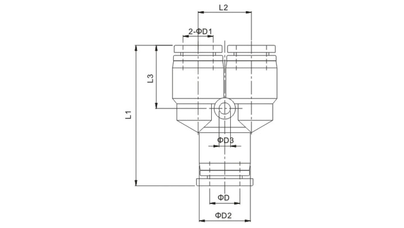 Trójnik wtykowy Y redukcyjny z tworzywa sztucznego 1x8, 2x6, 141.008