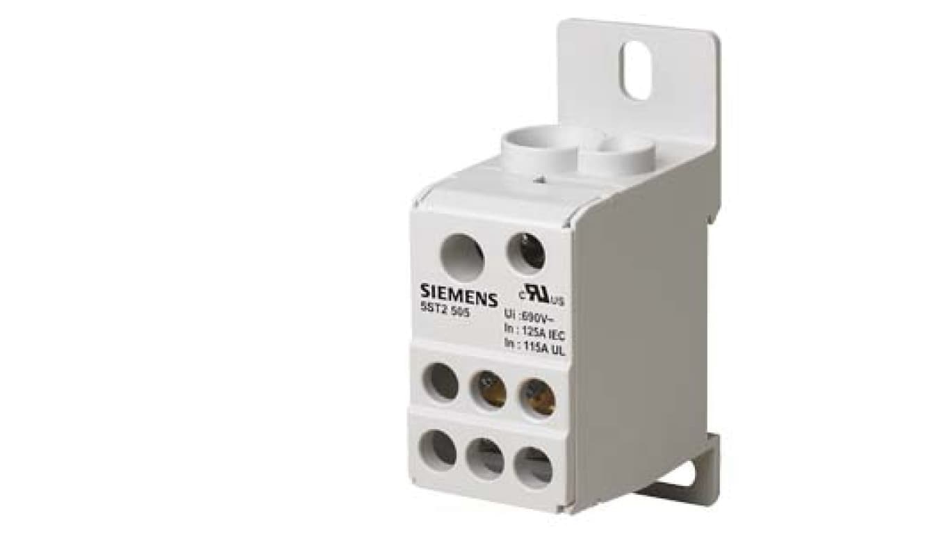 Siemens Blok rozdzielczy 125A 1P 690V 1x10-35mm2 1x6-16mm2 6x2,5-16mm2 DIN 5ST2505 5ST2505