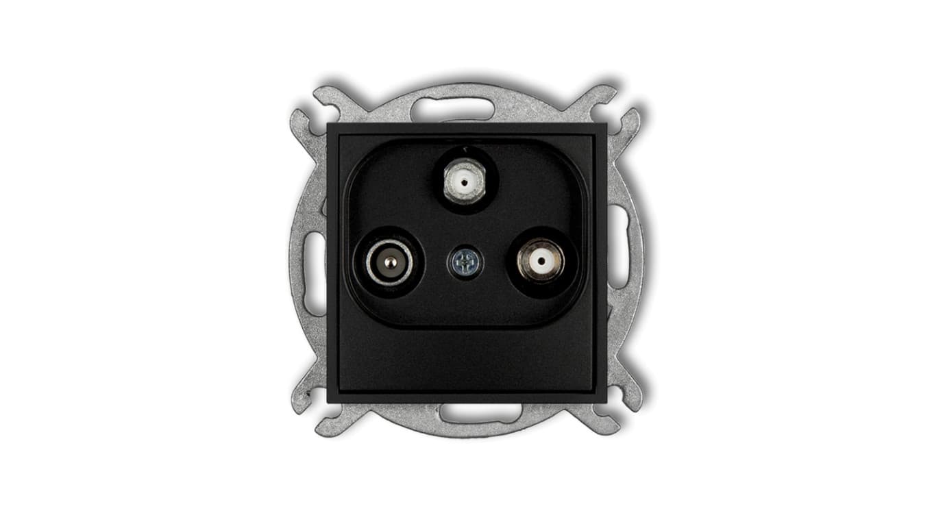 Karlik Gniazdo antenowae RTV + 2x SAT MINI Czarny 12MGSN