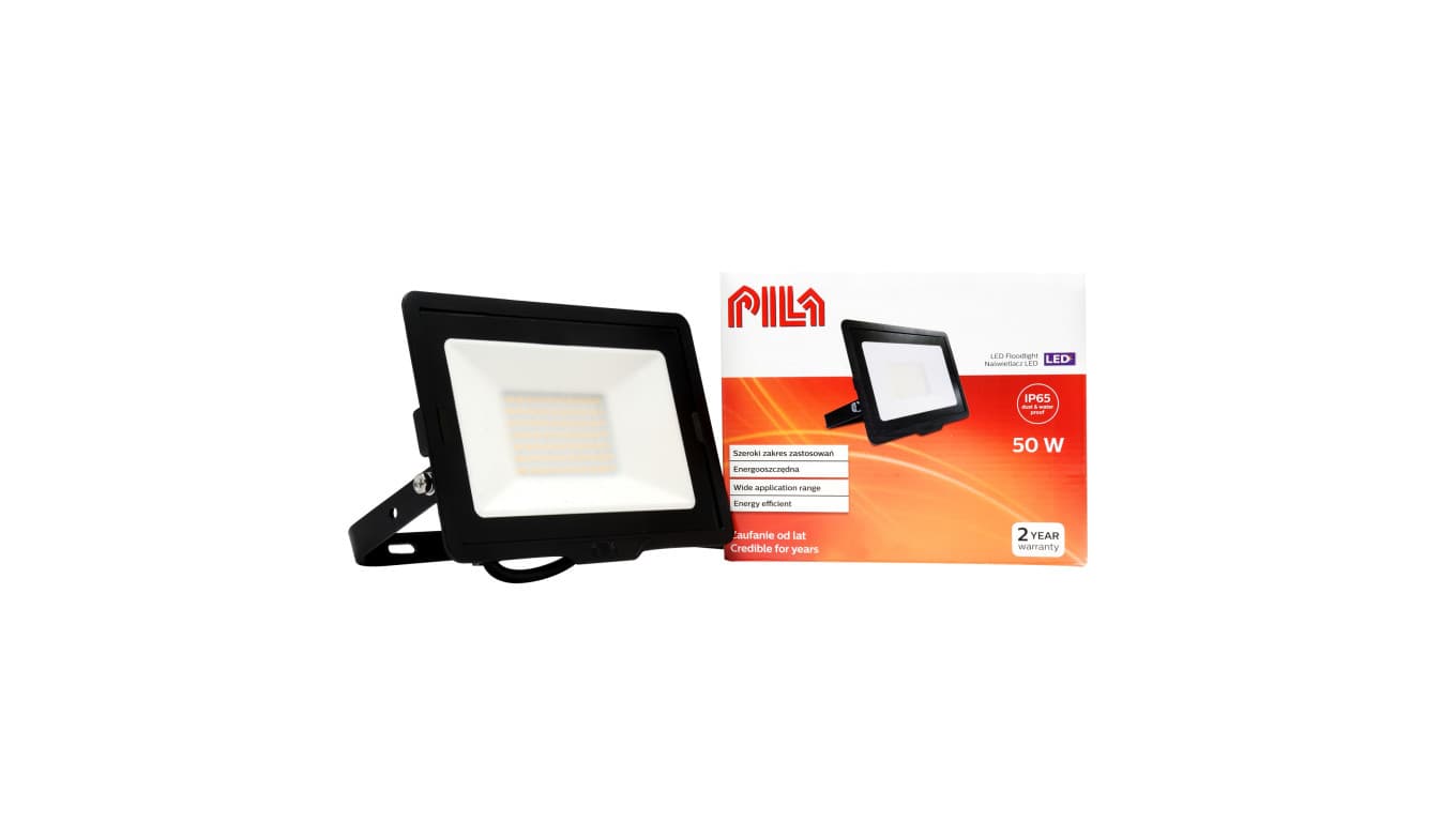 Naświetlacz LED 50W 4500lm 3000K ciepła biel IP65 IK06 35000h czarny PILA BVP008