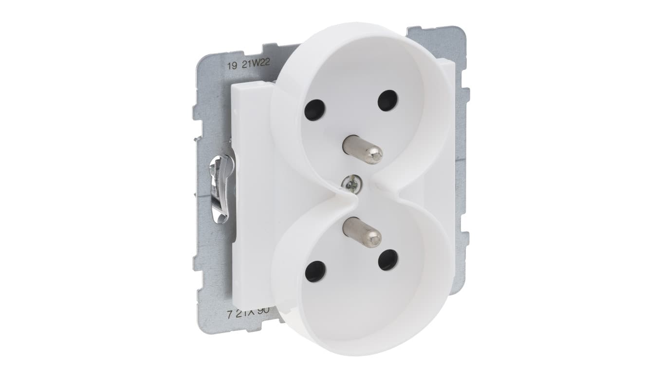 SUNO Gniazdo podwójne 2x2P+Z aluminium 16A 250V zaciski automatyczne z przesłoną 721190