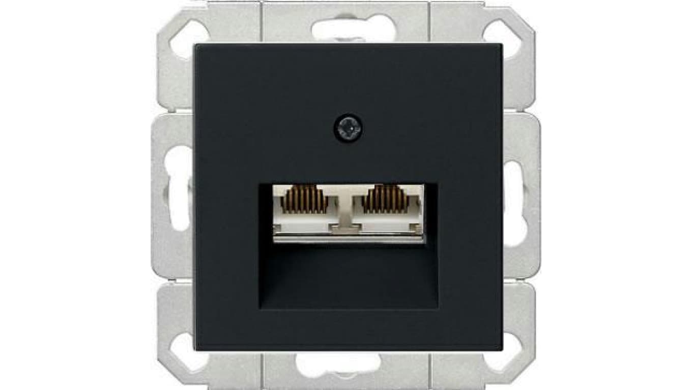 Gniazdo komputerowe podw. RJ45 cat. 6 Gira System 55 czarny mat