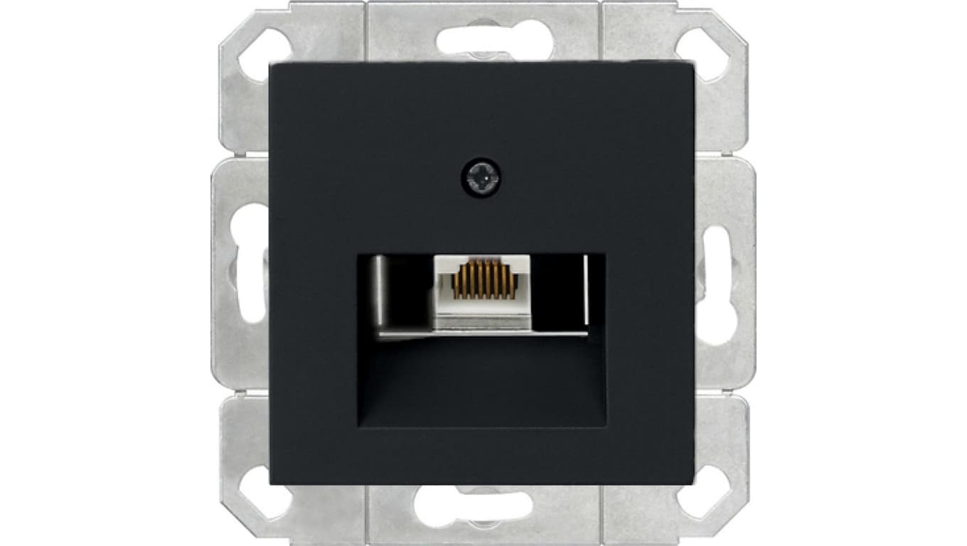 Gniazdo komputerowe poj. RJ45 cat. 6 Gira System 55 czarny mat