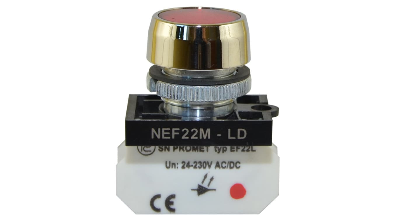 Lampka NEF22 metalowa płaska czerwona W0-LD-NEF22MLD C