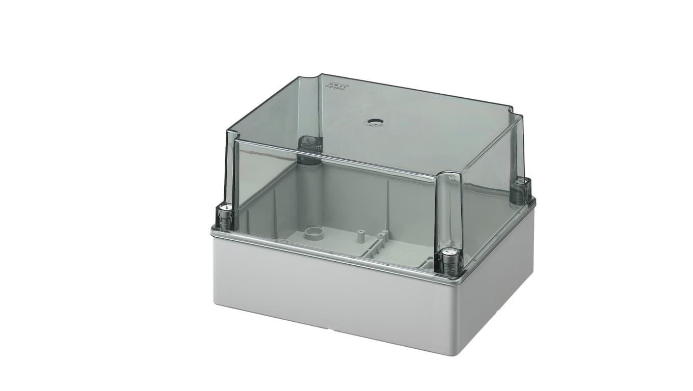 elettrocanali Puszka natynkowa wysoka z przeźroczystą pokrywą seria 440 IP56 240x190x160 szara EC440C7 EC440C7