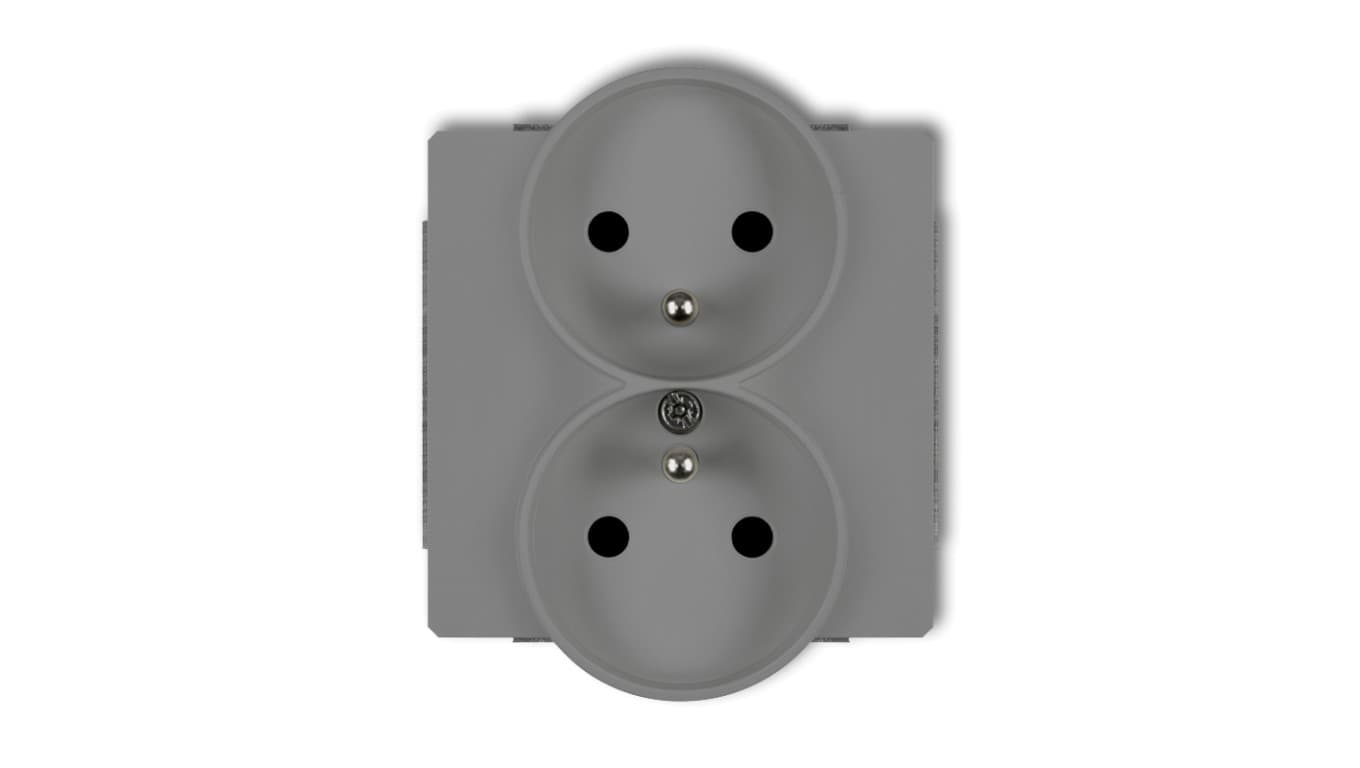 Karlik Gniazdo podwójne z uziemieniem DECO SOFT szary 27DGPRSO-2z