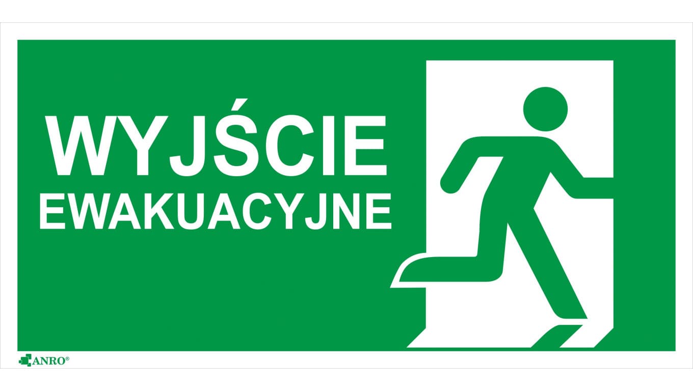 anro Samoprzylepna tabliczka ostrzegawcza /Znak Wyjście ewakuacyjne + znak E002, 150x300mm, FS/ IE/002/5/A/FS/WYJŚ IE/002/5/AFS
