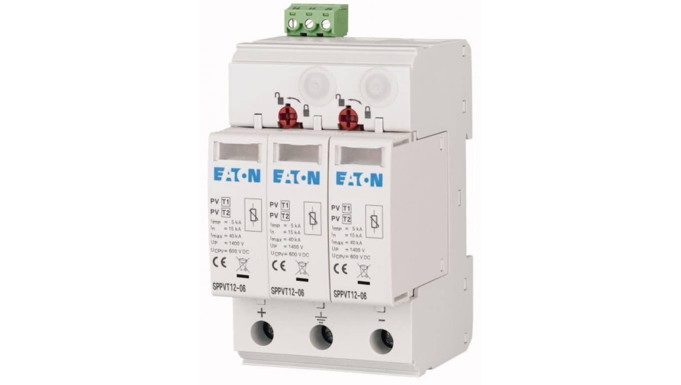 Eaton Ogranicznik przepięć B+C Typ 1+2 2P+N 15kA 3,7kV 1000V DC z sygnalizacją SPPVT12-10-2+PE-AX 177255 177255