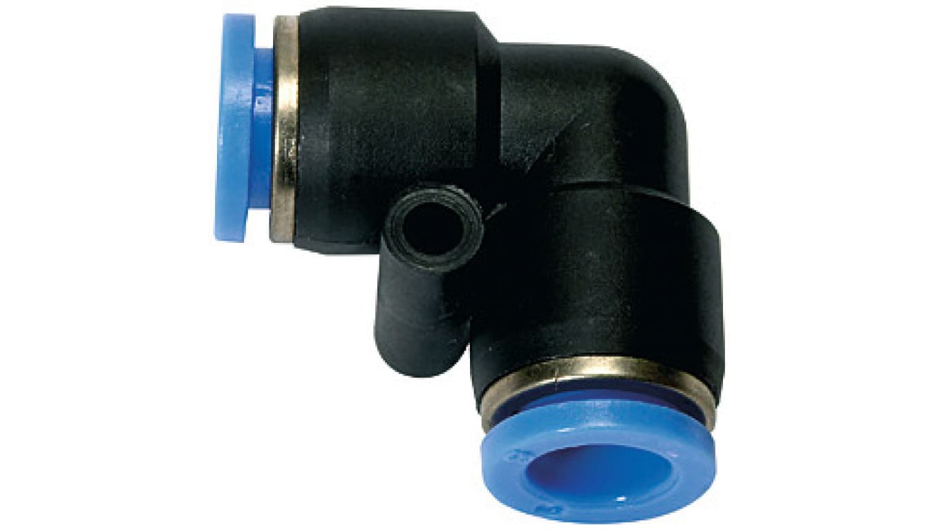 Złączka wtykowa kątowa z tworzywa sztucznego do węża 10,137.010