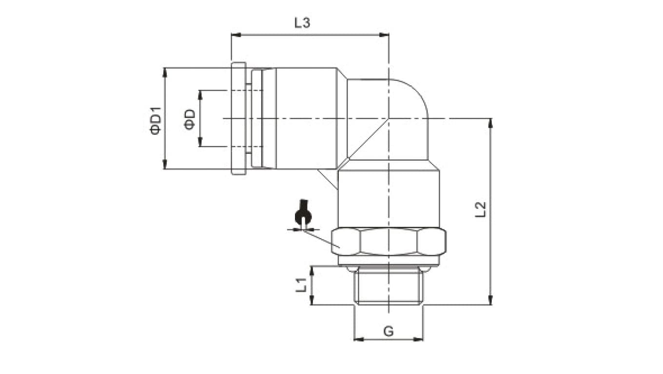 Złączka wtykowa kątowa z tworzywa sztucznego do węża 10, G1/4z, 125.014-10