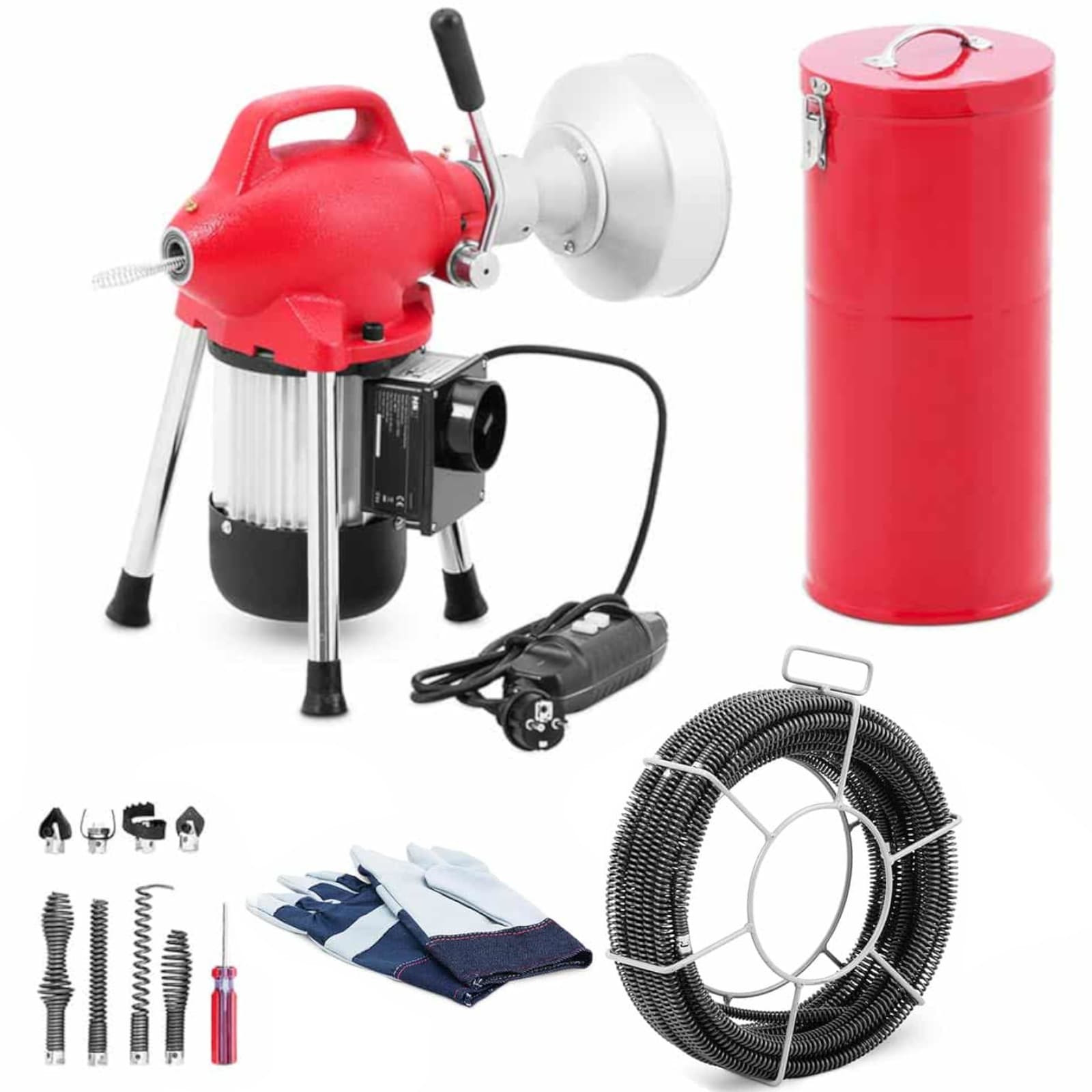 Przepychacz udrażniacz spirala do rur elektryczna śr. 20-100 mm 390 W 400 obr./min