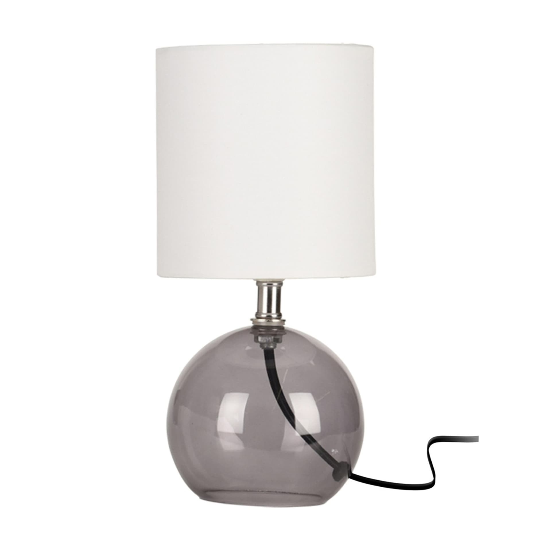 Lampa stołowa z kloszem abażurem lampka nocna biała ze szklaną podstawą 25x12 cm kod: O-569314