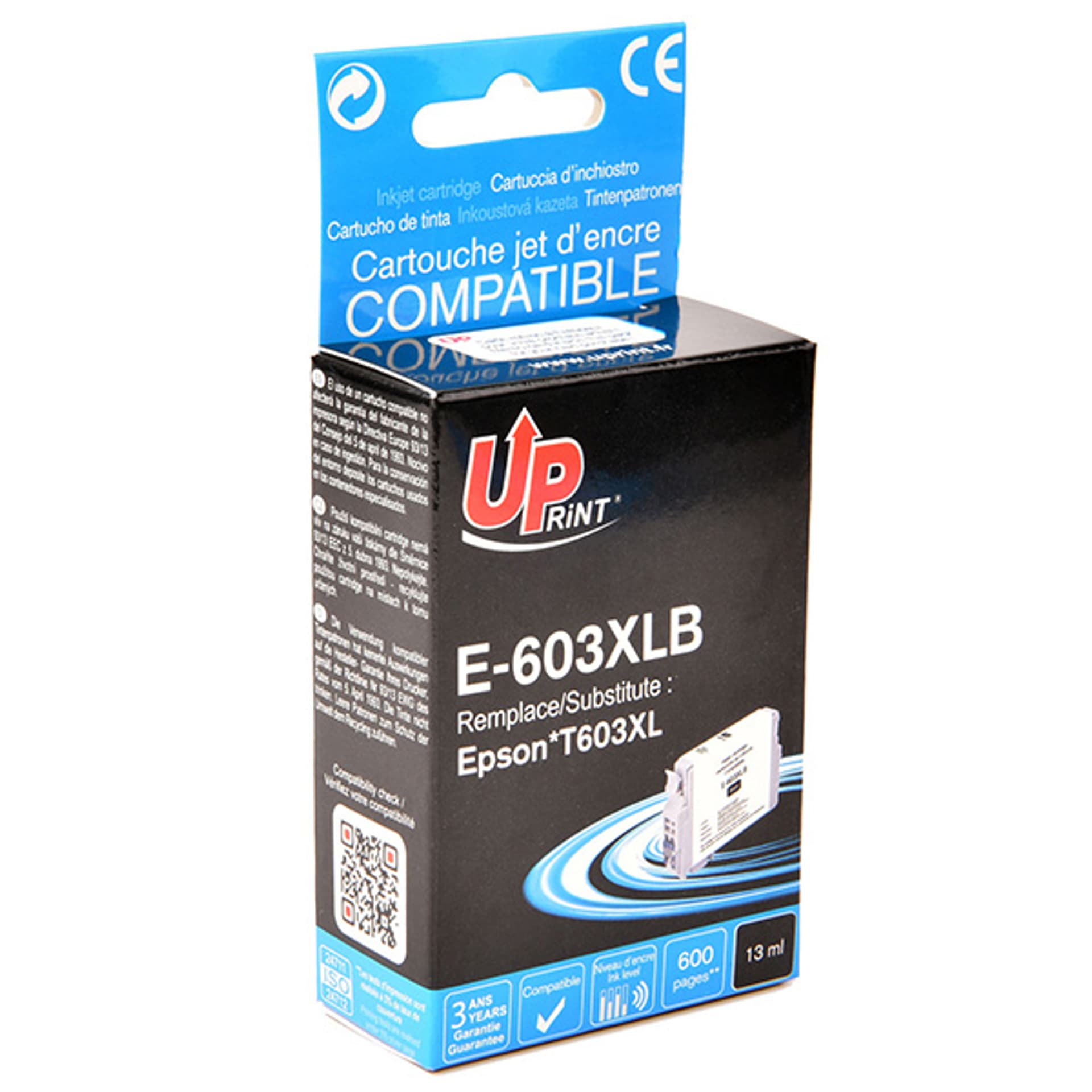 UPrint kompatybilny ink / tusz z C13T03A14010, 603XL, black, 600s, 13ml, E-603XLB, dla Epson Expression Home XP-2100, 2105, 3100,