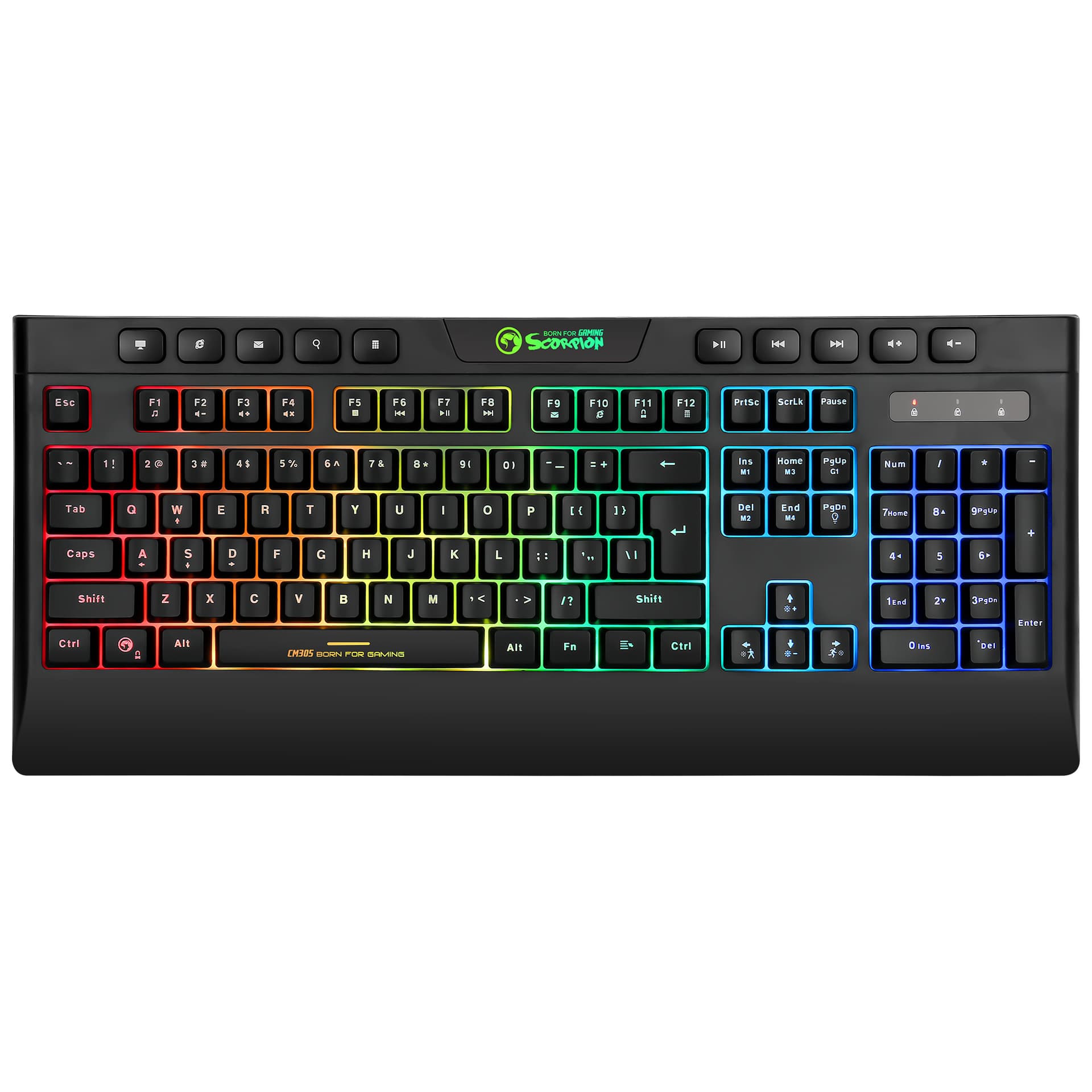 Marvo CM305, RGB zestaw klawiatura + mysz i słuchawki dla graczy, CZ/SK, do gry, membranowa rodzaj przewodowa (USB), czarna, RGB p