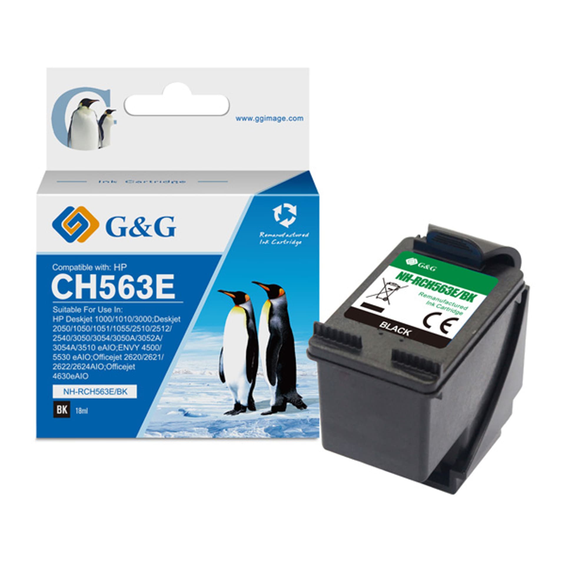 G&G kompatybilny ink / tusz z CH563EE, HP 301XL, black, 18ml, ml NH-RC563BK, dla HP Deskjet 1000, 2000, 3000, 1050, 2050, 3050 AIO