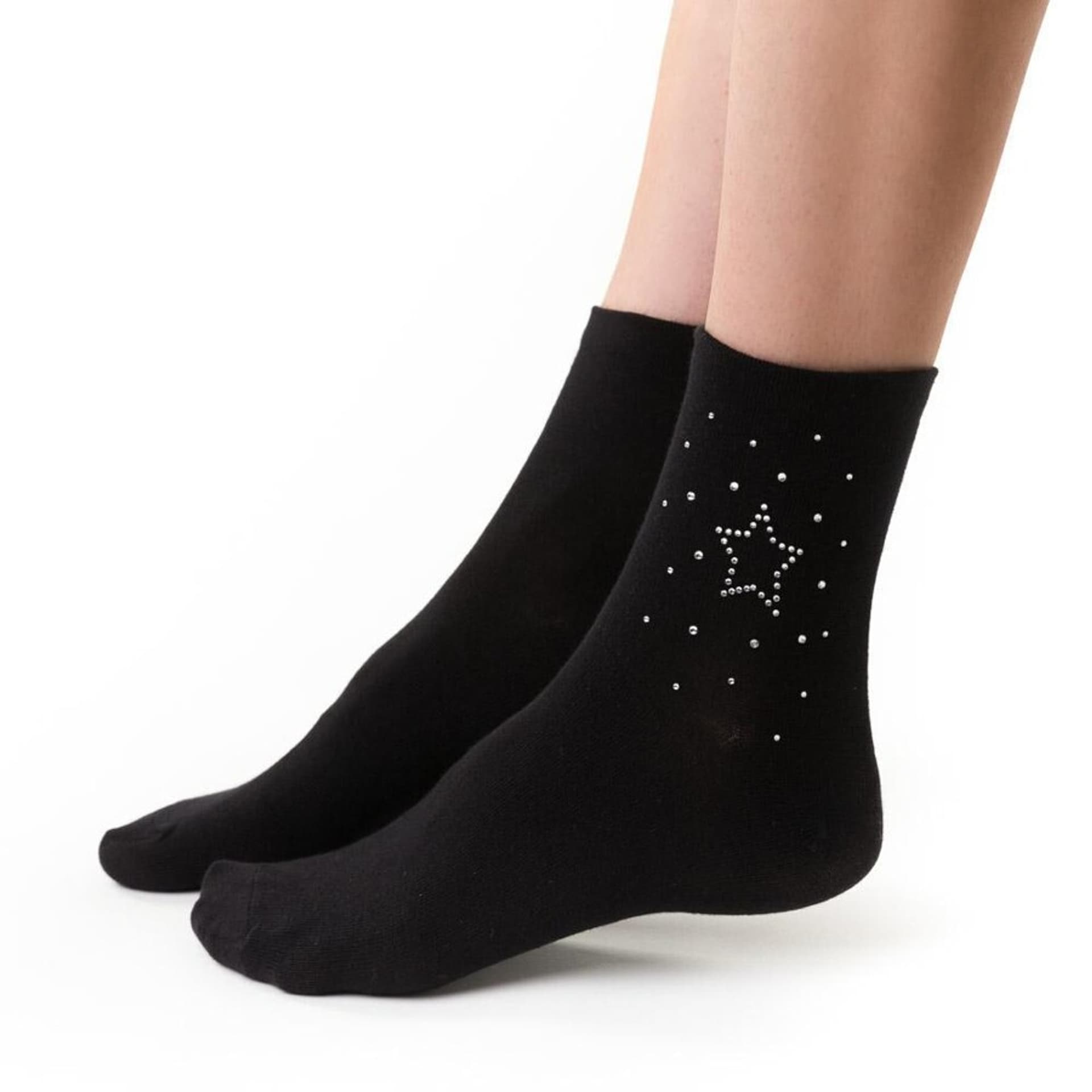 SKARPETY STEVEN 066 APLIKACJA COMET (kolor czarny, rozmiar 35-37)