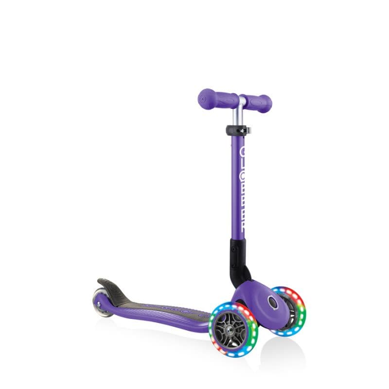 Hulajnoga 3-kołowa Globber Foldable Lights Lime Green Jr (kolor Fioletowy)