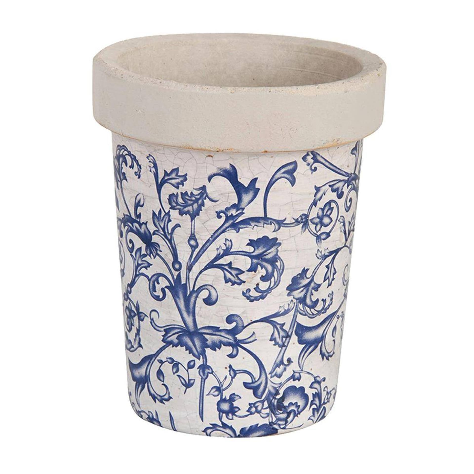 Niebiesko-biała doniczka ceramiczna Esschert Design