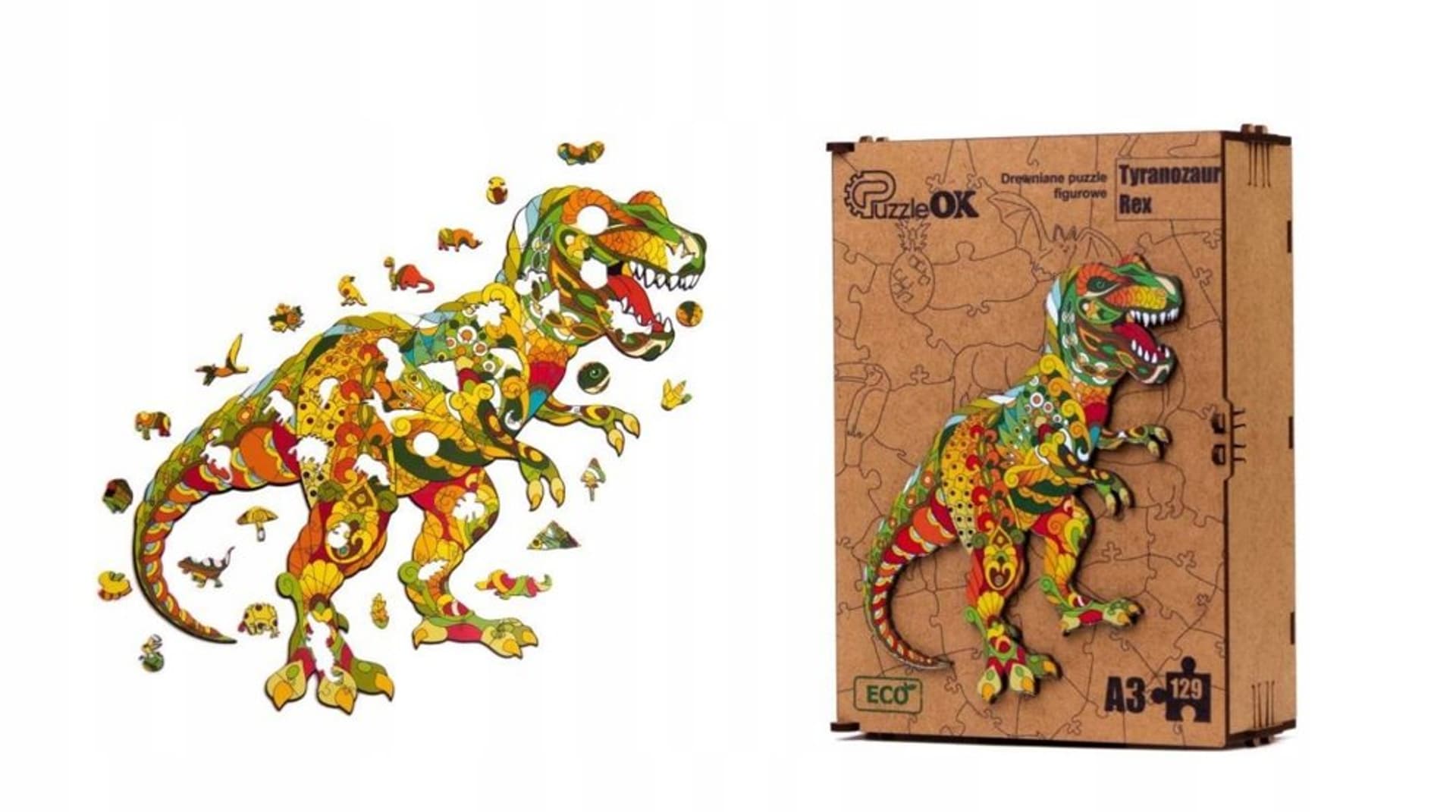 Puzzle Drewniane EKO 72 Tyranozaur Rex A4 PuzA4-00704