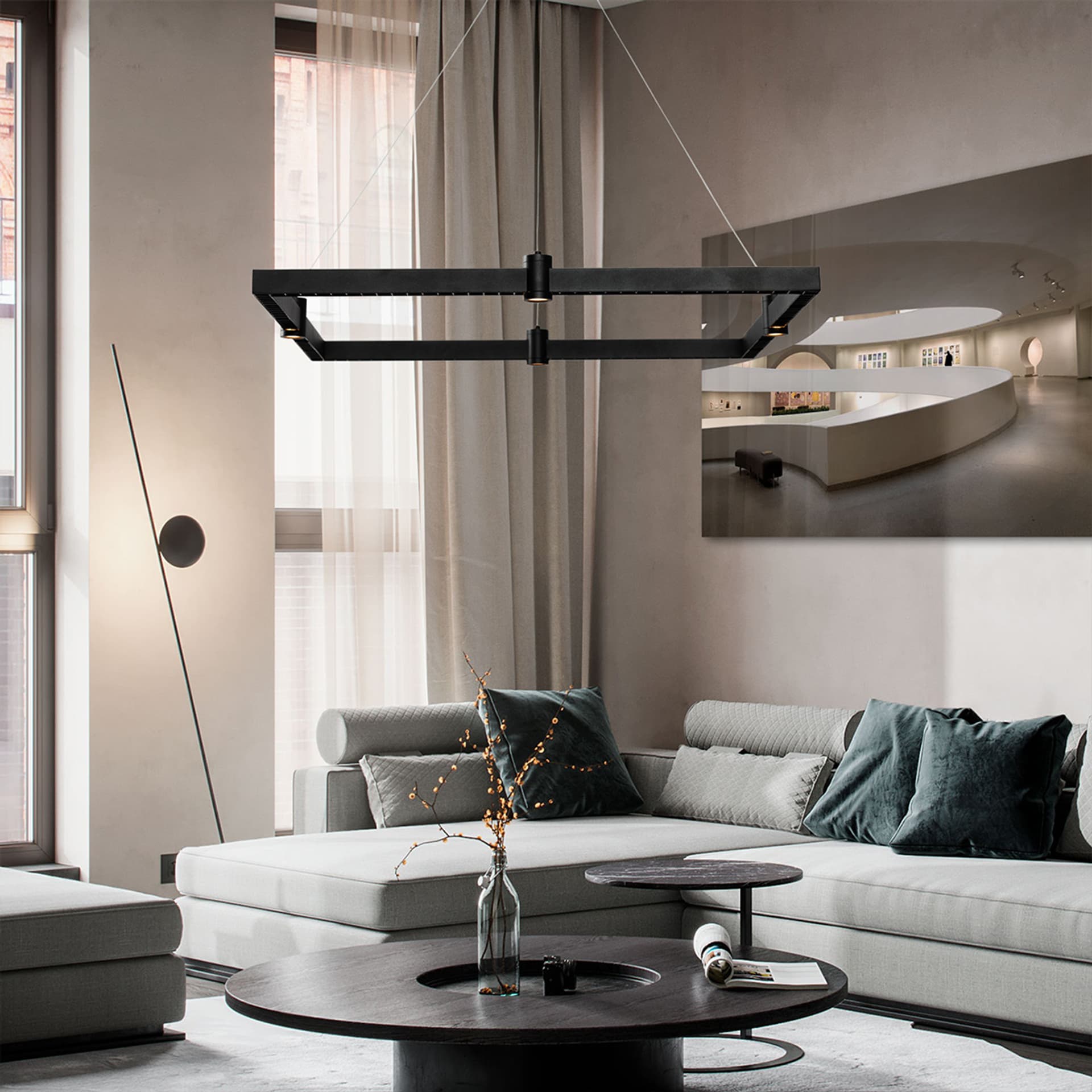 Ledowa lampa wisząca Diamante No.1 P1 67cm czarna Altavola Design (Barwa światła delikatnie ciepła, Kierunek padania światła na dół, Kolor Czarny, Możliwość ściemniania nie)