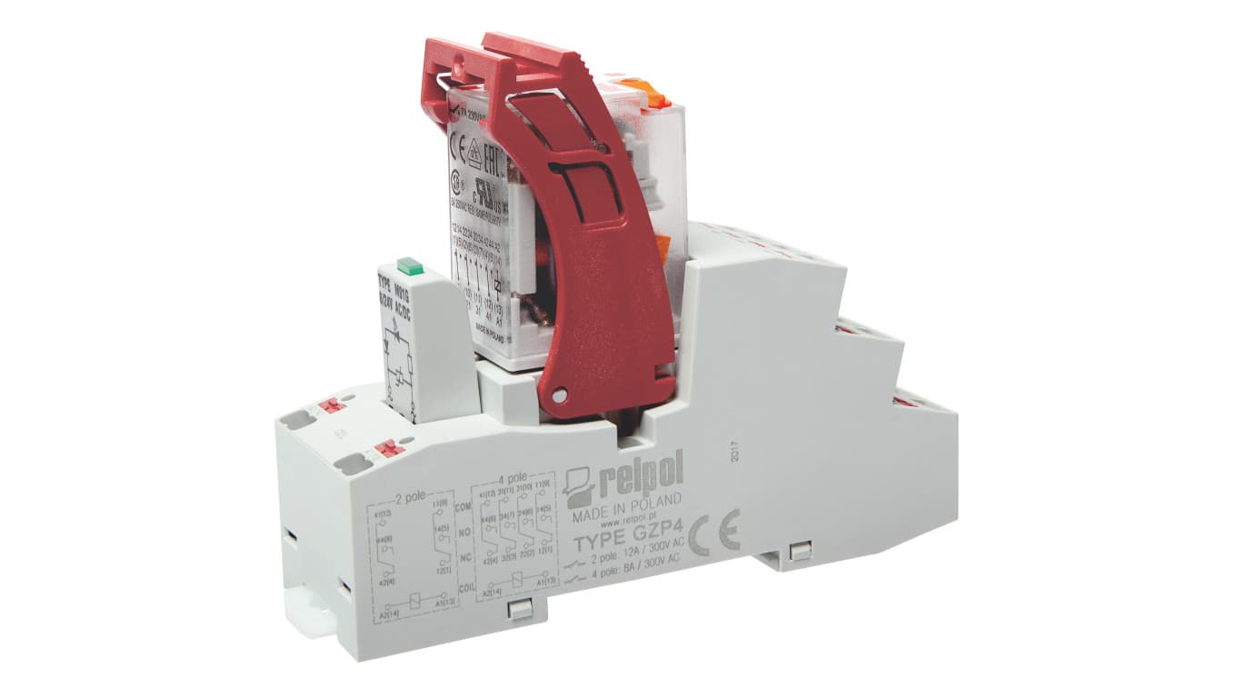 Relpol Przekaźnik Interfejsowy Push-in 4P AgNi, 6 A, 230VAC PIR4-230AC-M93G-PS-2014 864844 864844