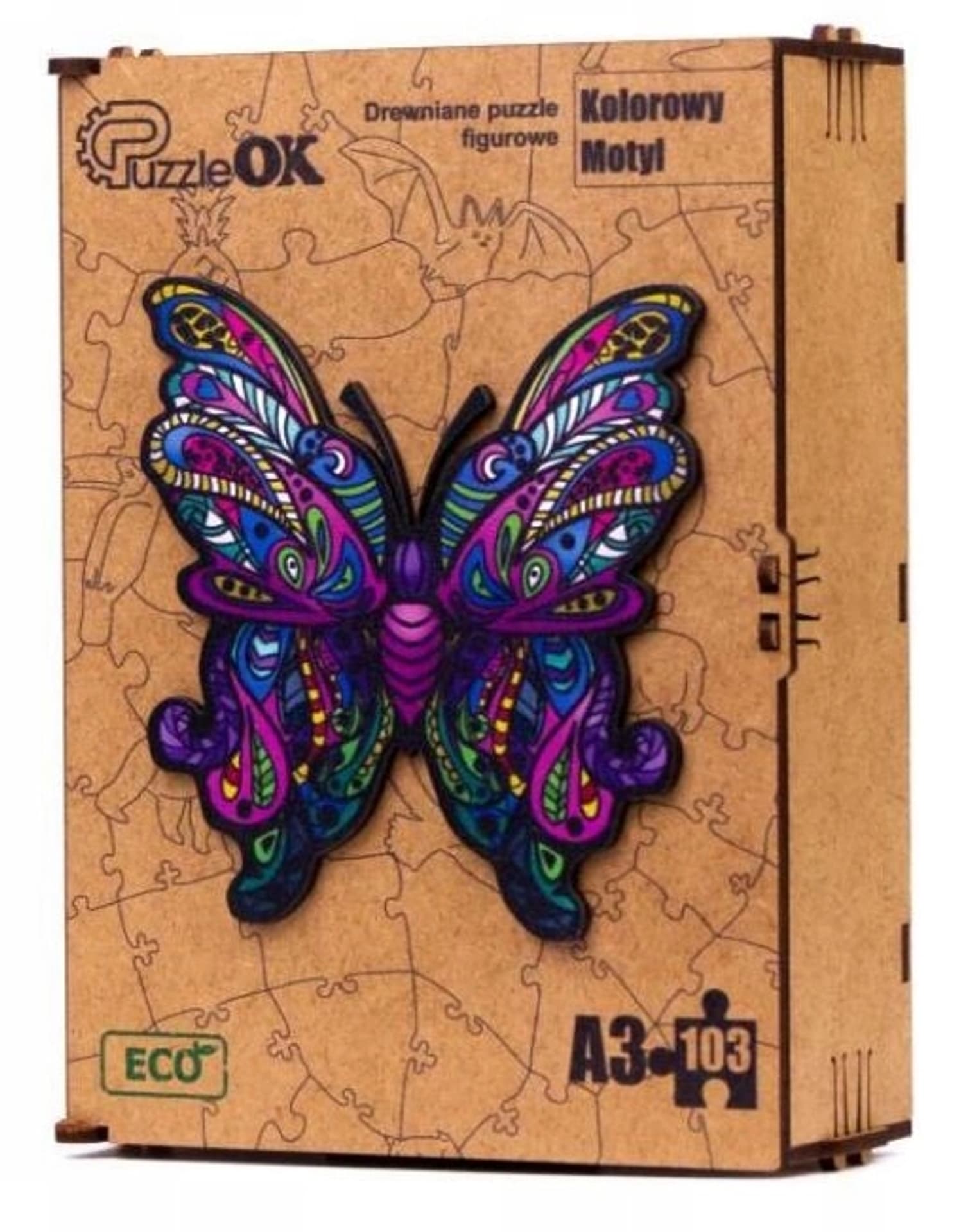 Puzzle Drewniane Kolorowy Motyl Puza3-01235 (Pe2353)