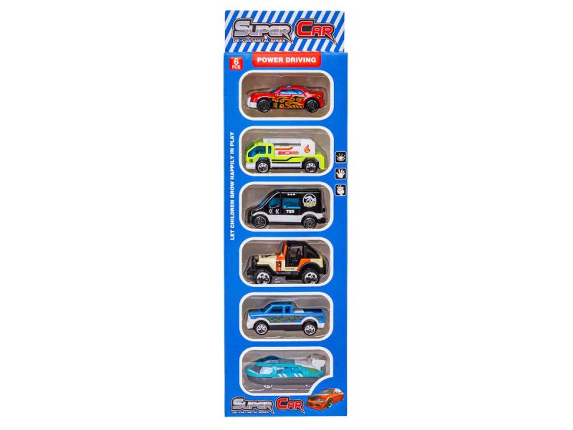 Metalowe Pojazdy, Auta, Resoraki 6 Sztuk Zestaw 1:64 Pojazd SWAT, Poduszkowiec, Jeep Turystyczny