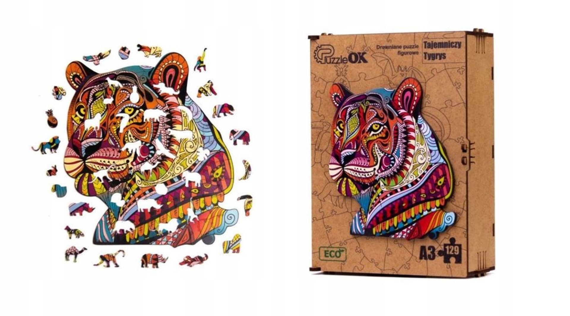 Puzzle Drewniane EKO 73 Tajemniczy Tygrys A4 PuzA4-00712