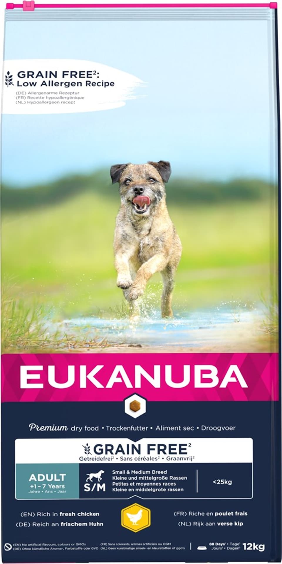 Eukanuba Grain Free Adult Small / Medium Breed, kurczak - 12 kg