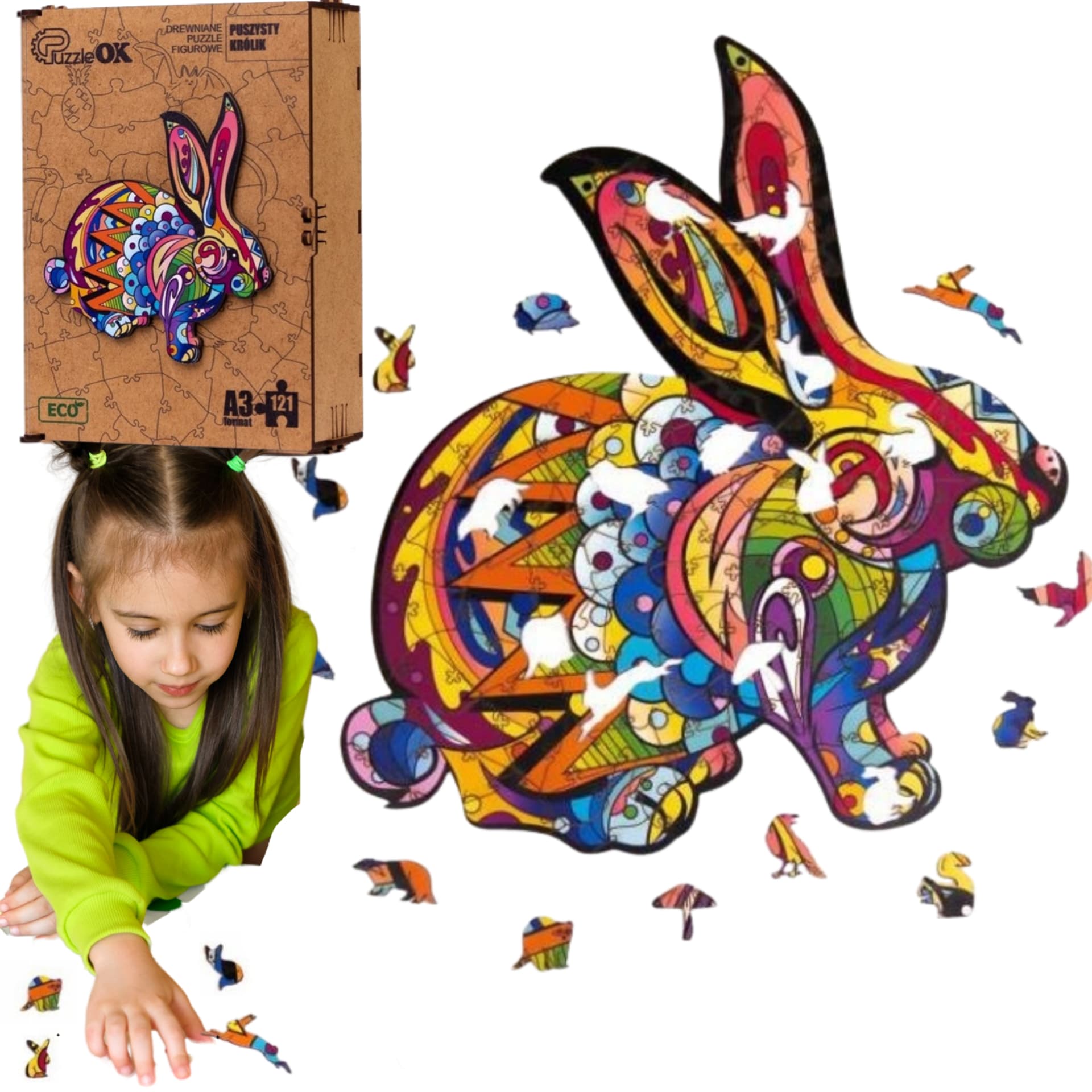Puzzle Drewniane Puszysty Królik Puza3-00743 (Pe7434)
