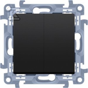 Podwójny przycisk (moduł) 10AX, 250V~, zaciski śrubowe, czarny mat, SIMON10