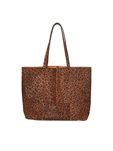 PIECES Damska torba na zakupy Pcalex Foiled Suede Shopper Fc, rozmiar uniwersalny, Beżowy/Aop: beżowy Leo, jeden rozmiar