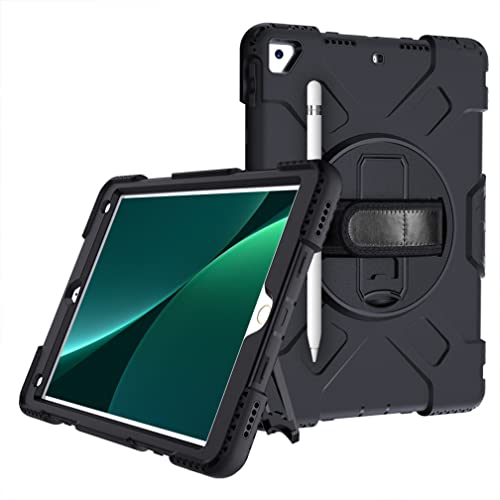 Etui na iPada Air3 2019/iPad Pro 10,5 2017 ze składanym stojakiem, odporne na wstrząsy etui z uchwytem na długopis i paskiem na nadgarstek - czarne