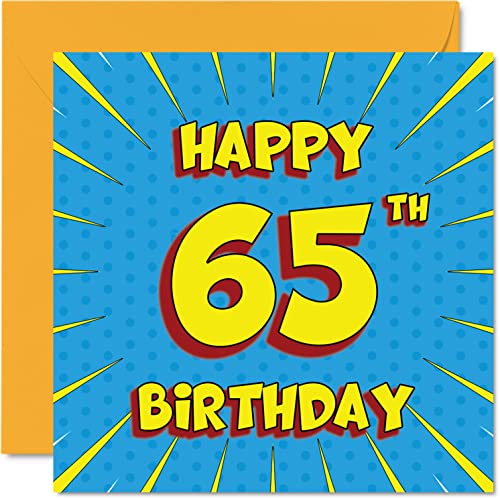 Zabawne kartki na 65. urodziny dla mężczyzn i kobiet - komiks - kartka urodzinowa dla niani babci taty mamy dziadka kuzyna cioci wujka, 145 mm x 145 mm kartki okolicznościowe, kartka na 65. urodziny