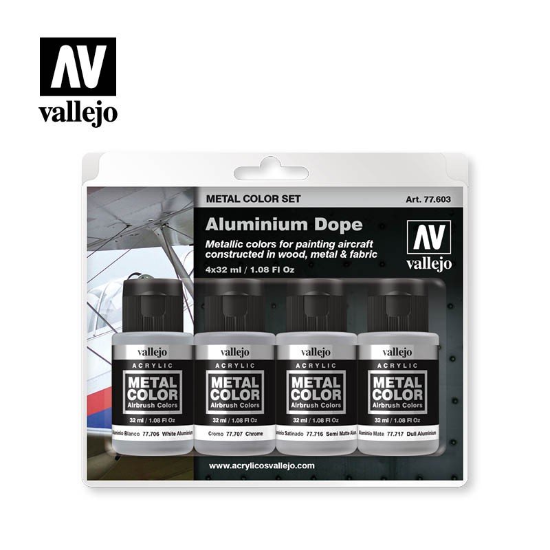 Vallejo Zestaw Metal Color 4 farby - Aluminium Dope Vallejo 77603