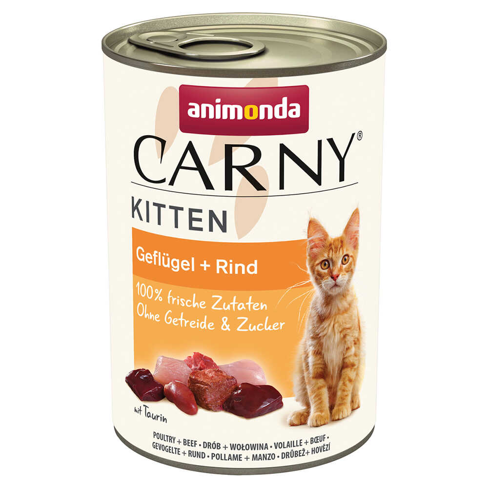 Zestaw Animonda Carny Kitten, 24 x 400 g - Drób i wołowina