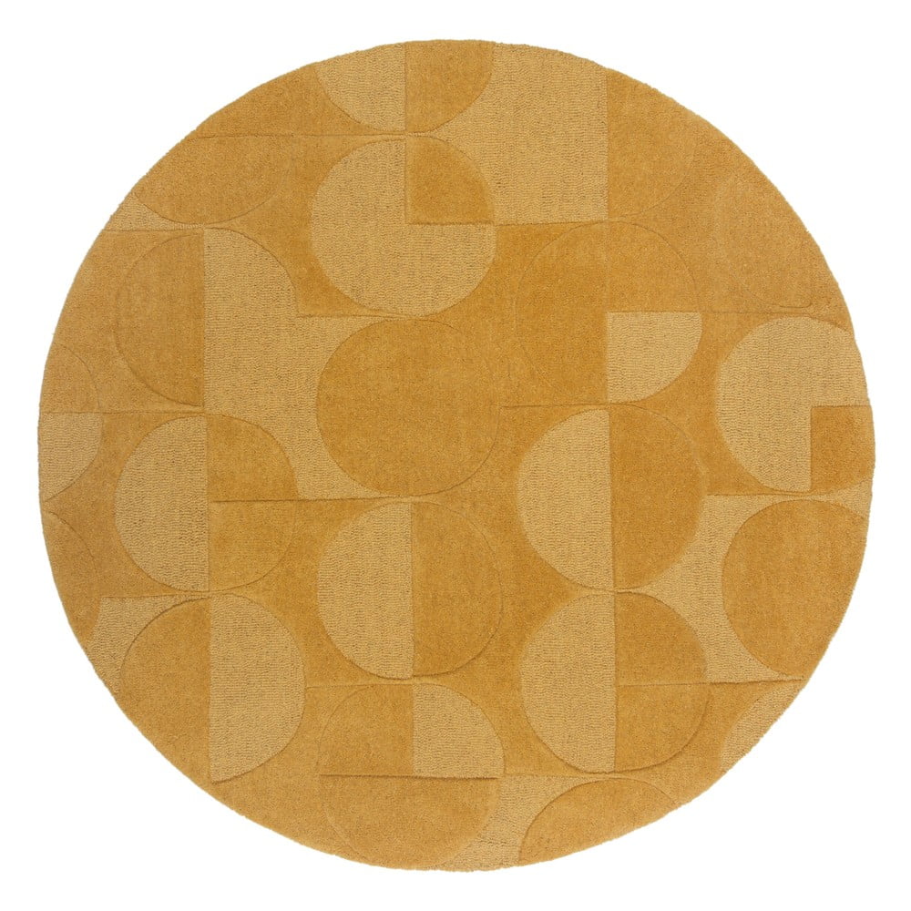 Żółty okrągły dywan wełniany ø 160 cm Gigi – Flair Rugs