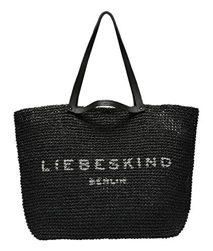 Liebeskind Berlin Unisex Aurora Raffia Natural Shopper Bag, Black-999, Black - 9999