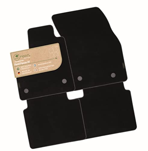 MAT 10 Green Edition – dywaniki do Ford Focus MK4, welurowe dywaniki z recyklingu, zestaw dywaników samochodowych, 4-częściowy, 100% Made in Germany, jakość OEM | Focus IV (od roku produkcji 2018)