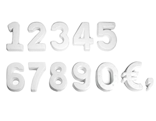 INNSPIRO Numery, symbol Euro i porex alt. 7,5 cm. Torba do zawieszenia, Biały